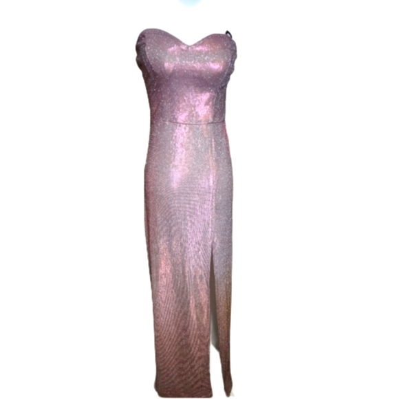 NWT Pink Metallic Sweetheart Strapless Dress Size 3/4 Spring Dress - Picture 1 of 7